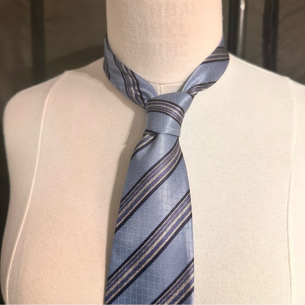 Vintage Rafael Men's Tie Blue Multicolor Stripes Silk Necktie Office Italy Class